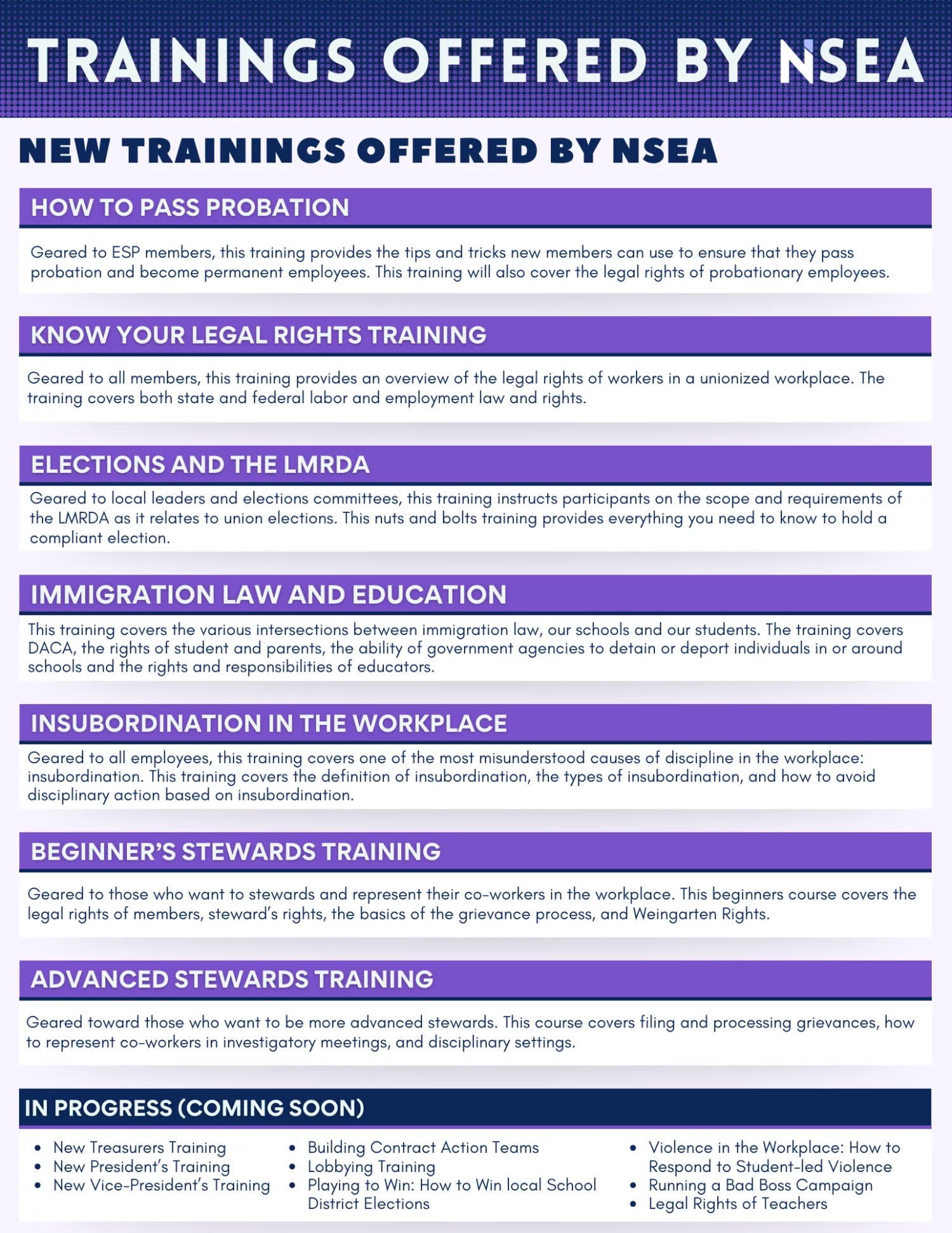 NSEA Trainings New