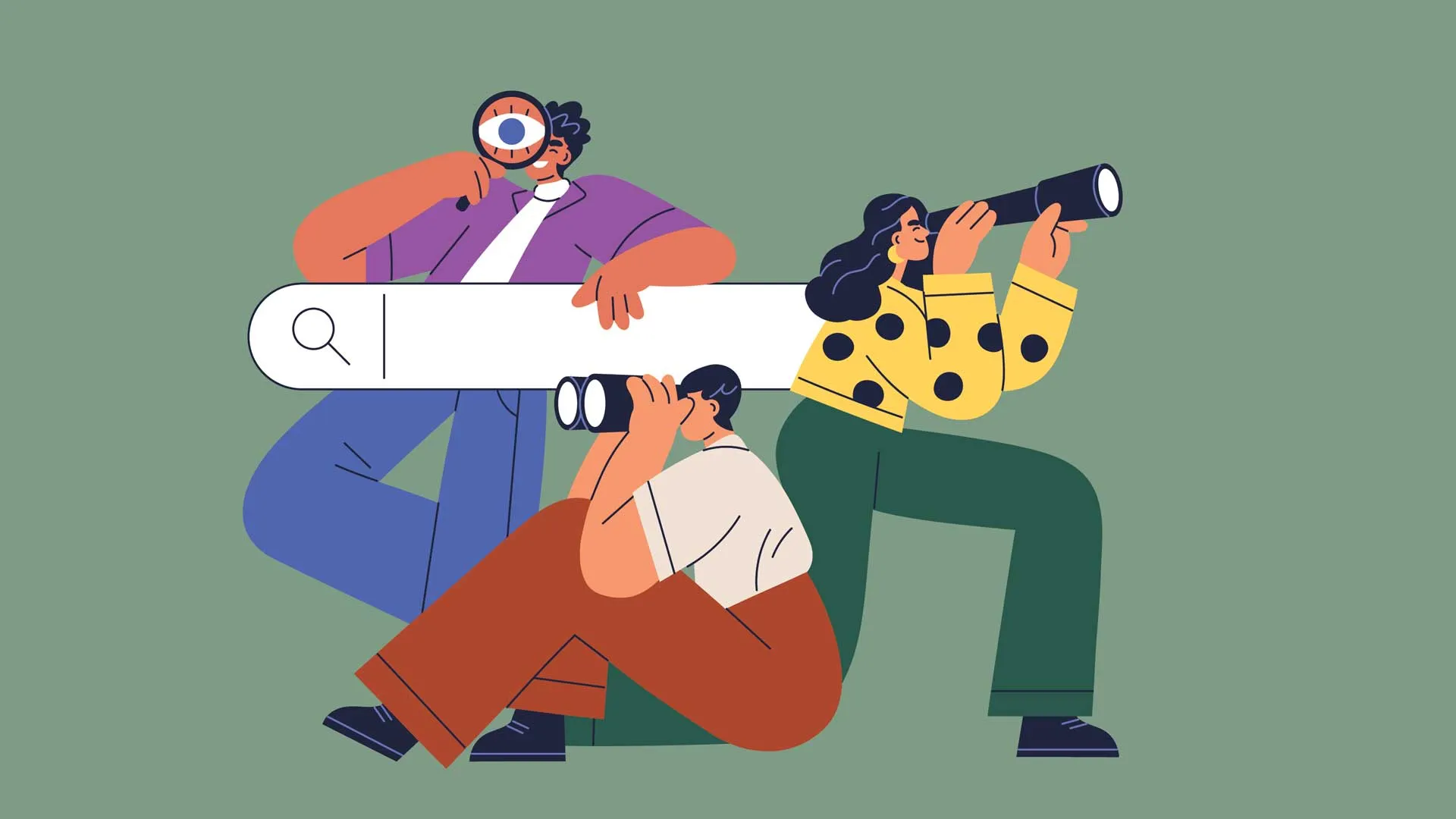 Graphic illustration depicting online searches.