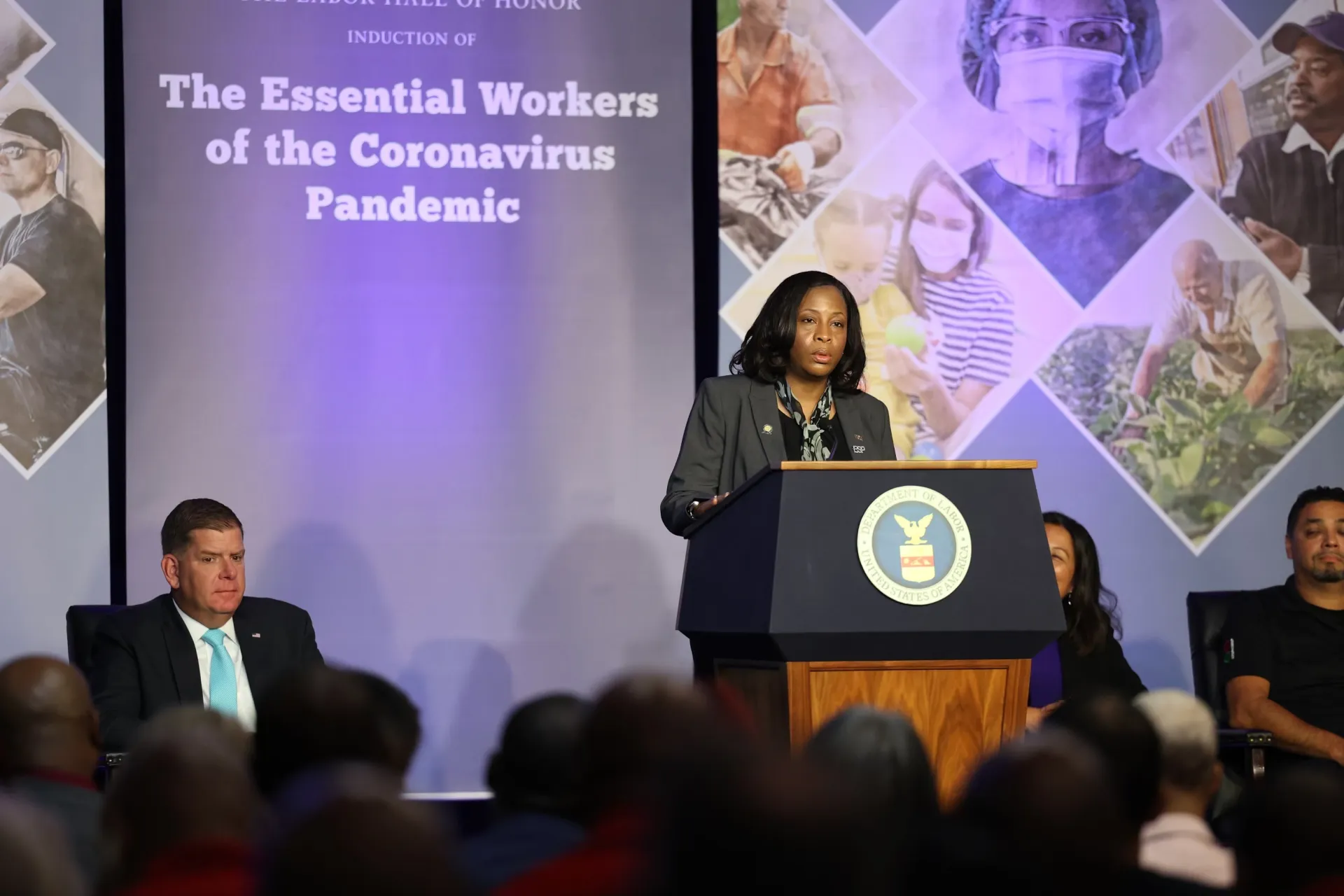 ESP Andrea Beeman speaks at Essential Workers of the Pandemic Event in Washington, D.C.