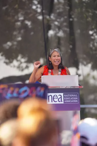 Alaska Representative Maxine Dibert speaks at the 2023 Freedom to Learn Rally in Orlando